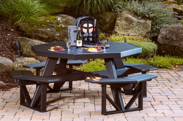 Poly Octagon Picnic Table Black