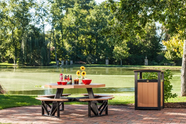 Poly Octagon Picnic Table Cedar Black