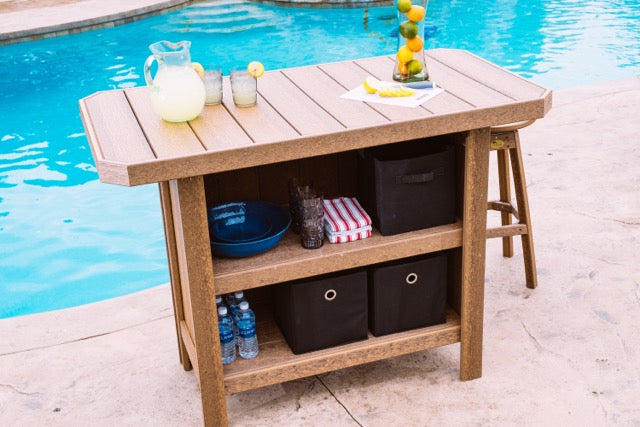 Poly Serving Bar Antique Mahogany