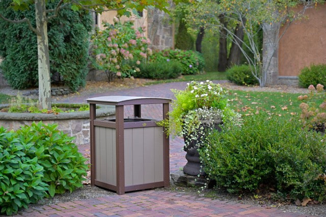 Poly Trash Can Weatherwood Chestnut Brown