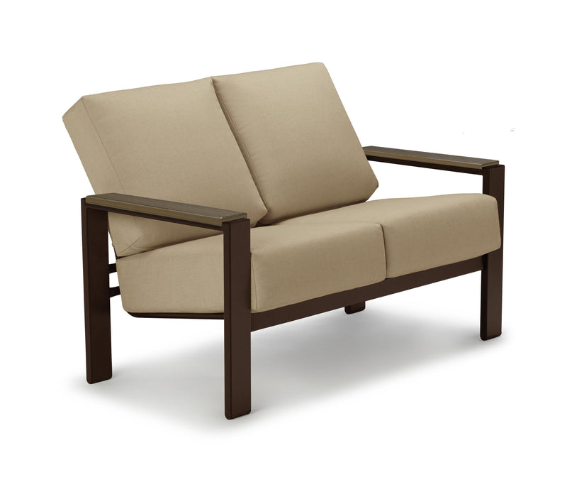 Telescope 42" Round Rustic Polymer Top Chat Height Fire Table with easy access pullout propane shelf