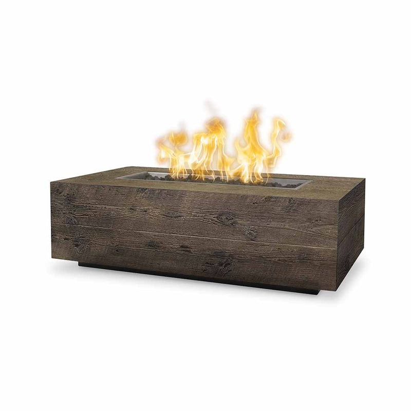 The Outdoor Plus Coronado 60" Wood Grain GFRC Rectangular Fire Pit