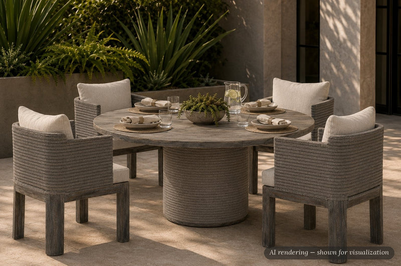 Bernhardt Rialto 5-Piece Outdoor Dining Set — Table & 4 Arm Chairs