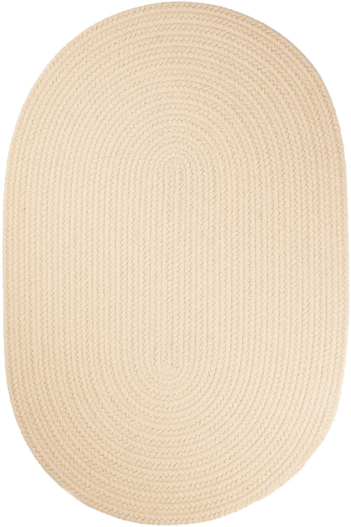 Solid Poly Cream braided indoor/outdoor rug by Rhody Rug — oval