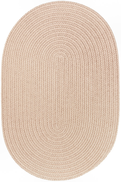 Solid Poly Beige braided indoor/outdoor rug by Rhody Rug — oval