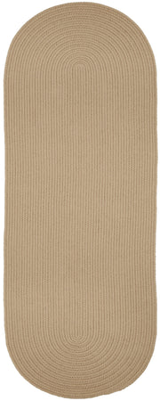Solid Poly Beige braided indoor/outdoor rug by Rhody Rug — oval runner