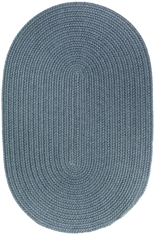 Solid Poly Ocean Blue braided indoor/outdoor rug by Rhody Rug — oval