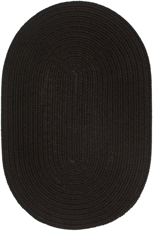 Solid Poly Black braided indoor/outdoor rug by Rhody Rug — oval