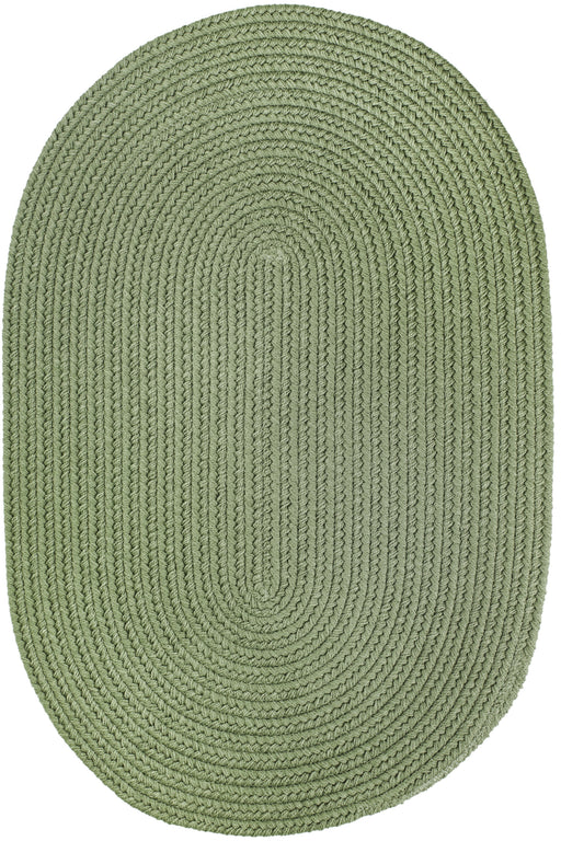 Solid Poly Olive braided indoor/outdoor rug by Rhody Rug — oval