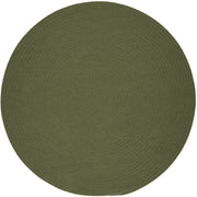 Solid Poly Olive braided indoor/outdoor rug by Rhody Rug — round