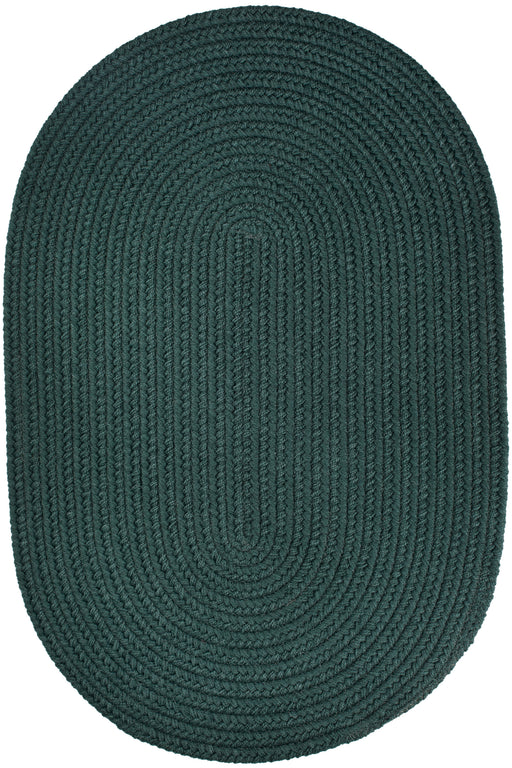 Solid Poly Spruce Green braided indoor/outdoor rug by Rhody Rug — oval