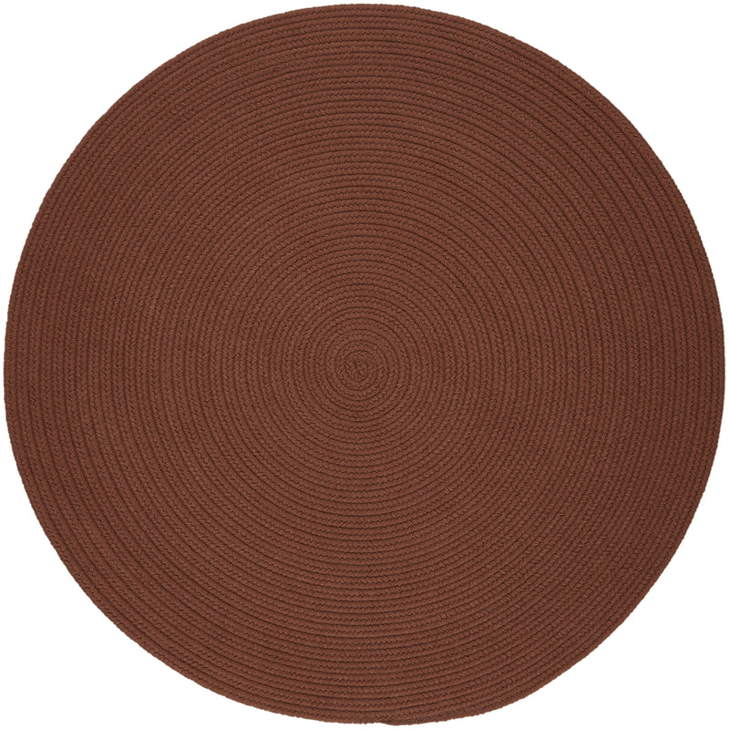 Solid Poly Almond braided indoor/outdoor rug by Rhody Rug — round