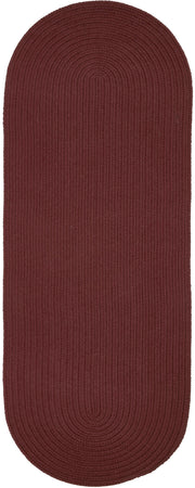 Solid Poly Burgundy braided indoor/outdoor rug by Rhody Rug — oval runner