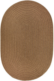 Solid Poly Lt. Brown braided indoor/outdoor rug by Rhody Rug — oval