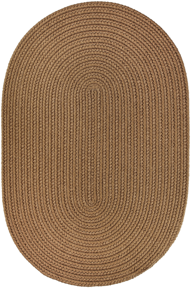 Solid Poly Lt. Brown braided indoor/outdoor rug by Rhody Rug — oval