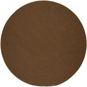 Solid Poly Lt. Brown braided indoor/outdoor rug by Rhody Rug — round