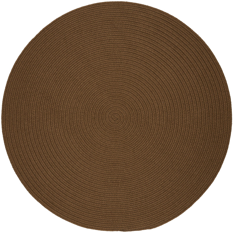 Solid Poly Lt. Brown braided indoor/outdoor rug by Rhody Rug — round