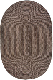 Solid Poly Dark Taupe braided indoor/outdoor rug by Rhody Rug — oval