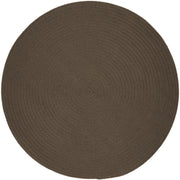 Solid Poly Dark Taupe braided indoor/outdoor rug by Rhody Rug — round