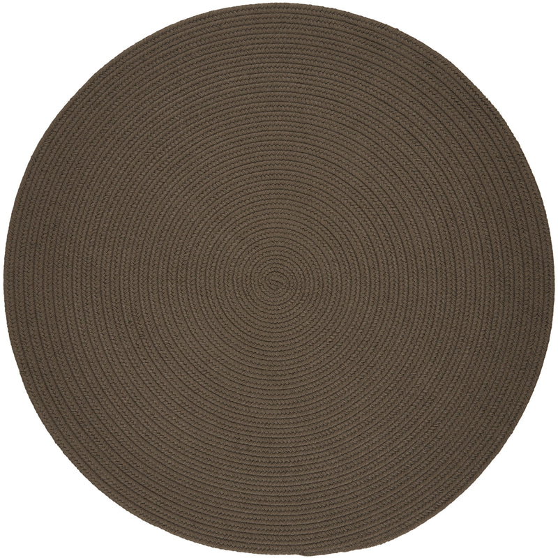 Solid Poly Dark Taupe braided indoor/outdoor rug by Rhody Rug — round