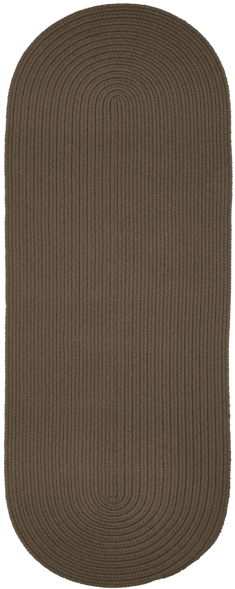 Solid Poly Dark Taupe braided indoor/outdoor rug by Rhody Rug — oval runner