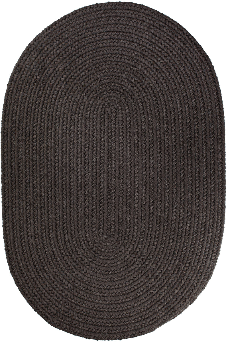 Solid Poly Brown Velvet braided indoor/outdoor rug by Rhody Rug — oval