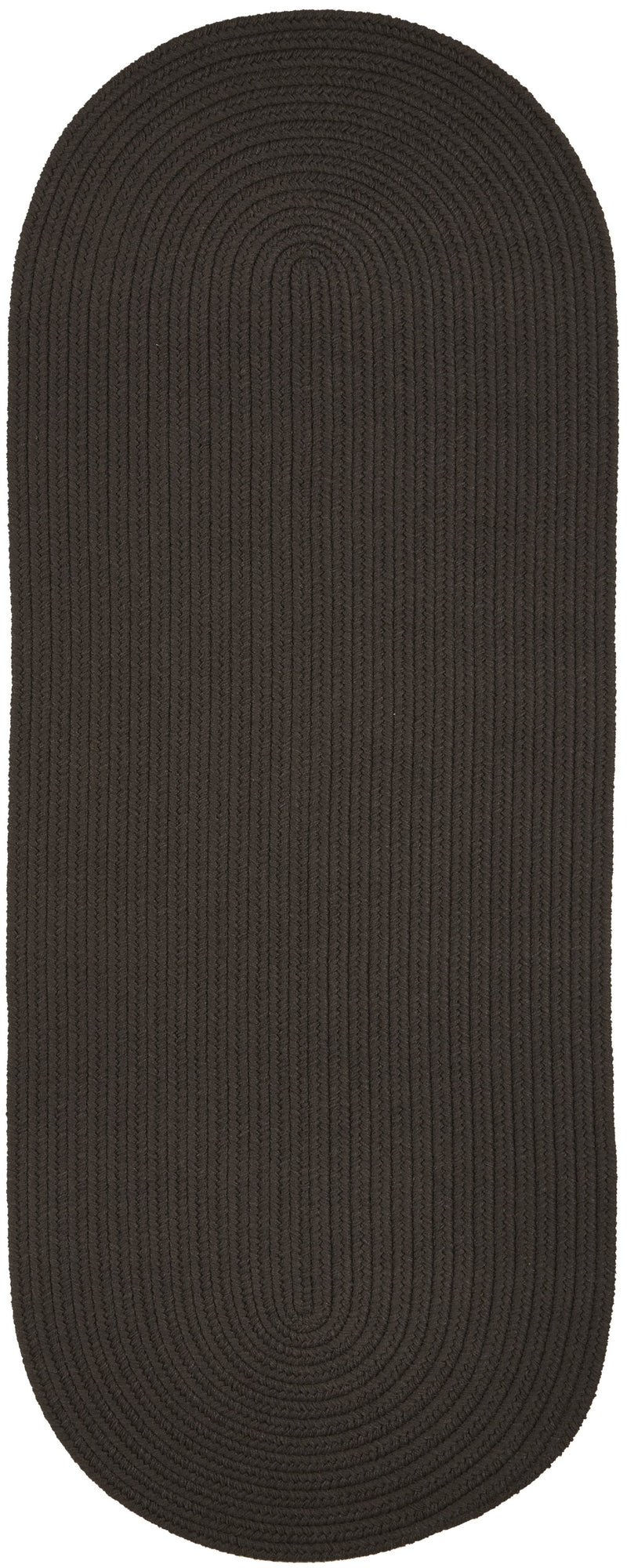 Solid Poly Brown Velvet braided indoor/outdoor rug by Rhody Rug — oval runner