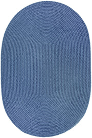 Solid Poly Marina Blue braided indoor/outdoor rug by Rhody Rug — oval
