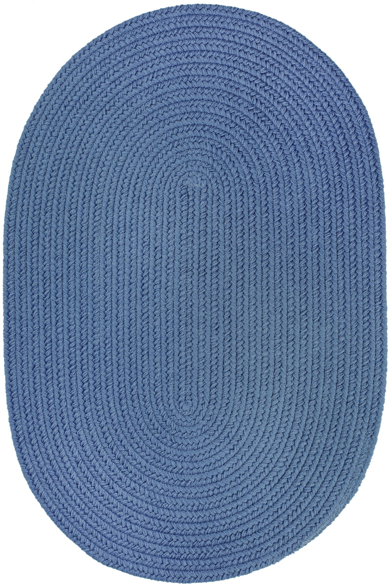 Solid Poly Marina Blue braided indoor/outdoor rug by Rhody Rug — oval