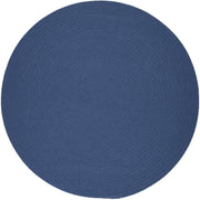 Solid Poly Marina Blue braided indoor/outdoor rug by Rhody Rug — round