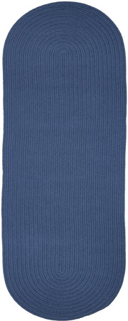 Solid Poly Marina Blue braided indoor/outdoor rug by Rhody Rug — oval runner