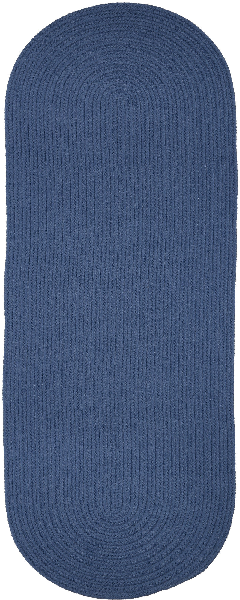 Solid Poly Marina Blue braided indoor/outdoor rug by Rhody Rug — oval runner