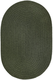 Solid Poly Dark Sage braided indoor/outdoor rug by Rhody Rug — oval