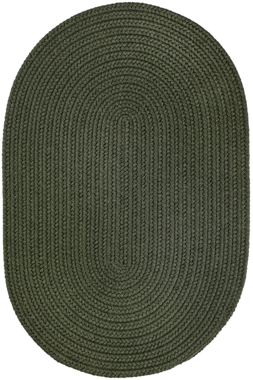 Solid Poly Dark Sage braided indoor/outdoor rug by Rhody Rug — oval