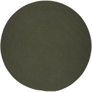 Solid Poly Dark Sage braided indoor/outdoor rug by Rhody Rug — round