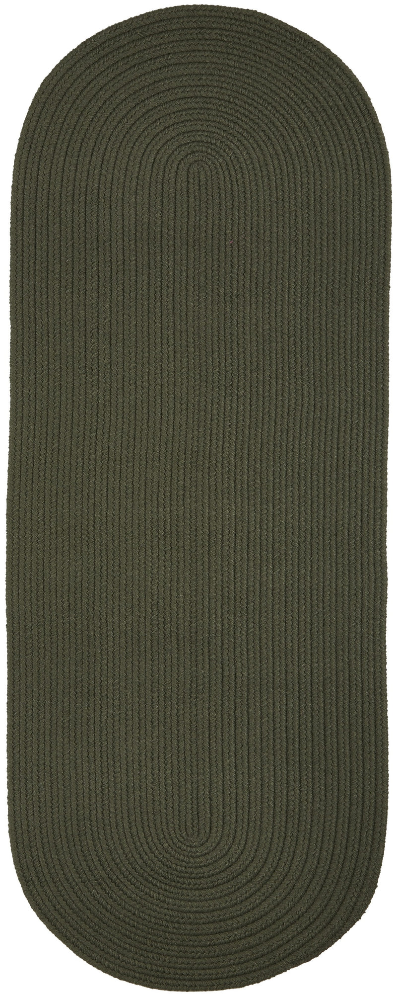 Solid Poly Dark Sage braided indoor/outdoor rug by Rhody Rug — oval runner