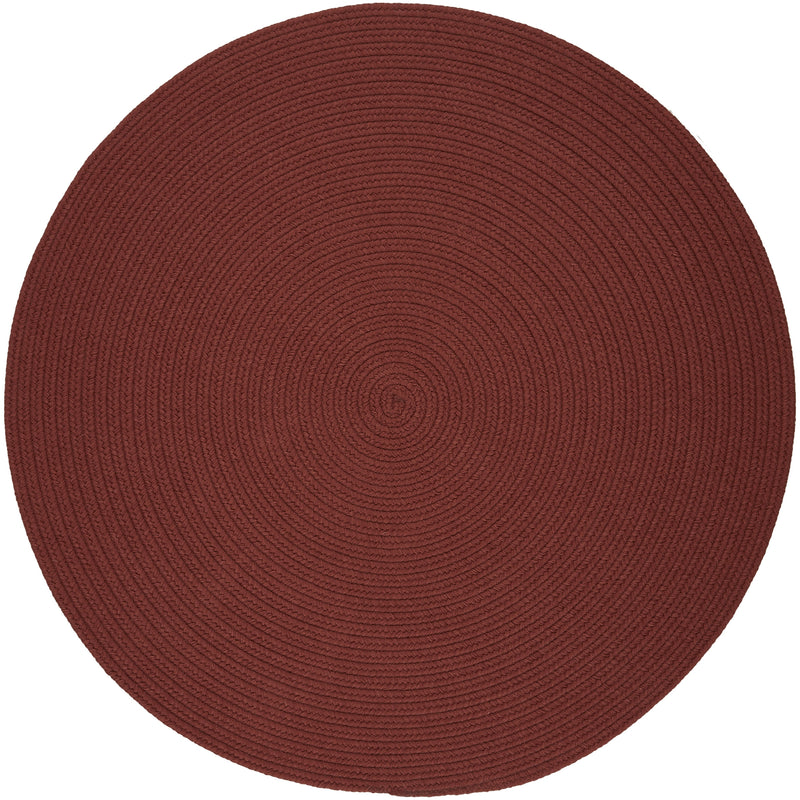Solid Poly Terra Cotta braided indoor/outdoor rug by Rhody Rug — round