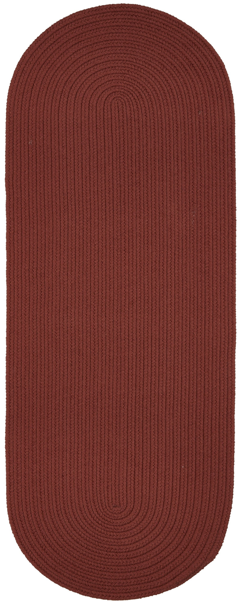 Solid Poly Terra Cotta braided indoor/outdoor rug by Rhody Rug — oval runner