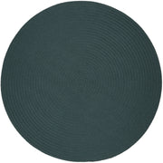 Solid Poly Teal braided indoor/outdoor rug by Rhody Rug — round