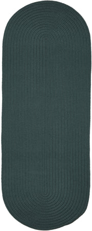 Solid Poly Teal braided indoor/outdoor rug by Rhody Rug — oval runner