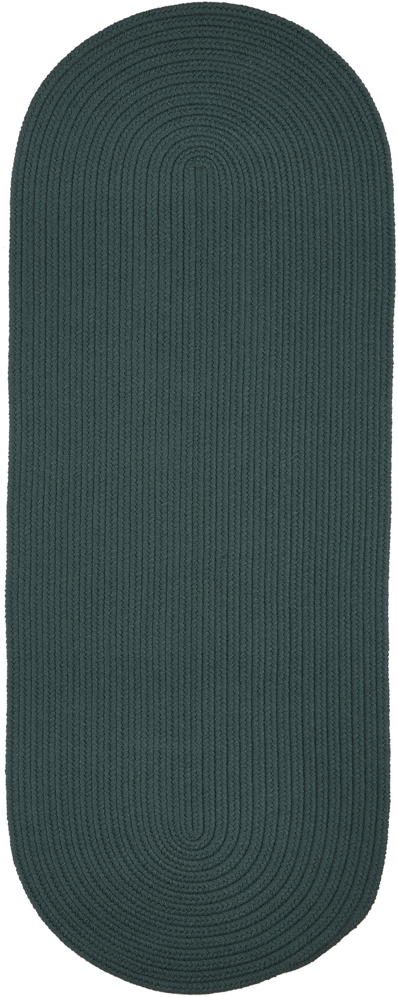 Solid Poly Teal braided indoor/outdoor rug by Rhody Rug — oval runner