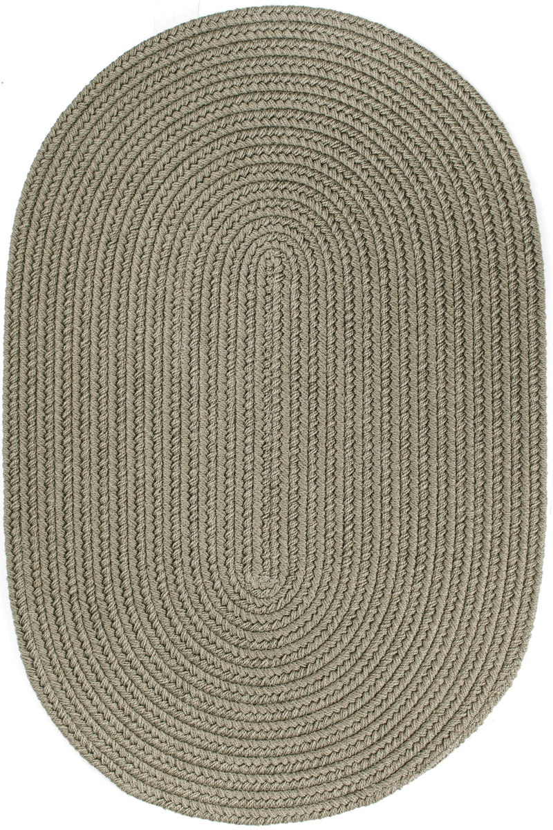 Solid Poly Moss Green braided indoor/outdoor rug by Rhody Rug — oval