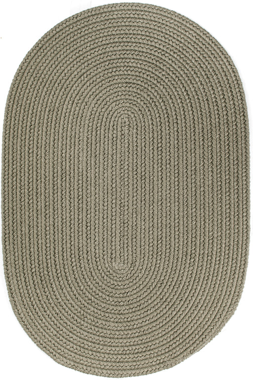 Solid Poly Moss Green braided indoor/outdoor rug by Rhody Rug — oval