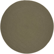 Solid Poly Moss Green braided indoor/outdoor rug by Rhody Rug — round