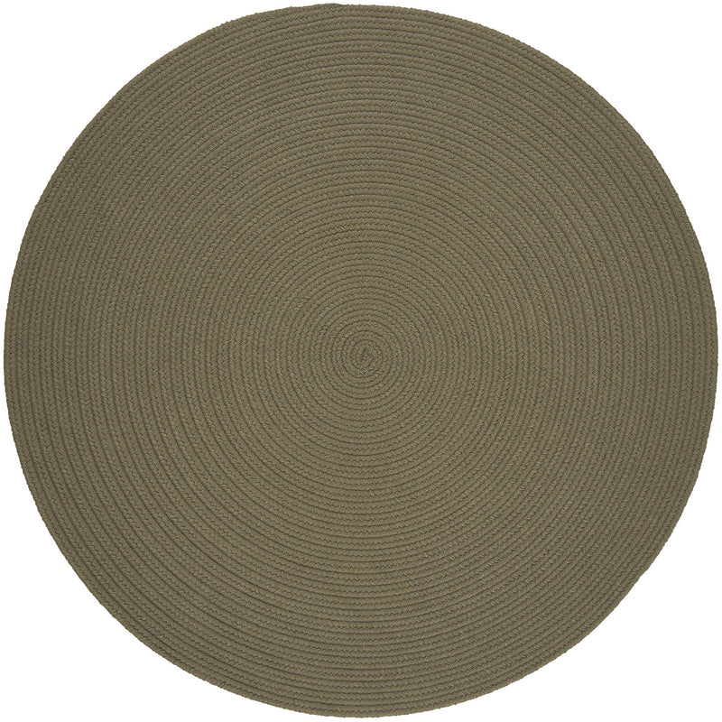 Solid Poly Moss Green braided indoor/outdoor rug by Rhody Rug — round