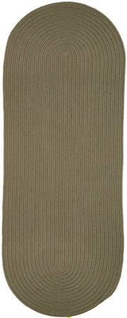 Solid Poly Moss Green braided indoor/outdoor rug by Rhody Rug — oval runner