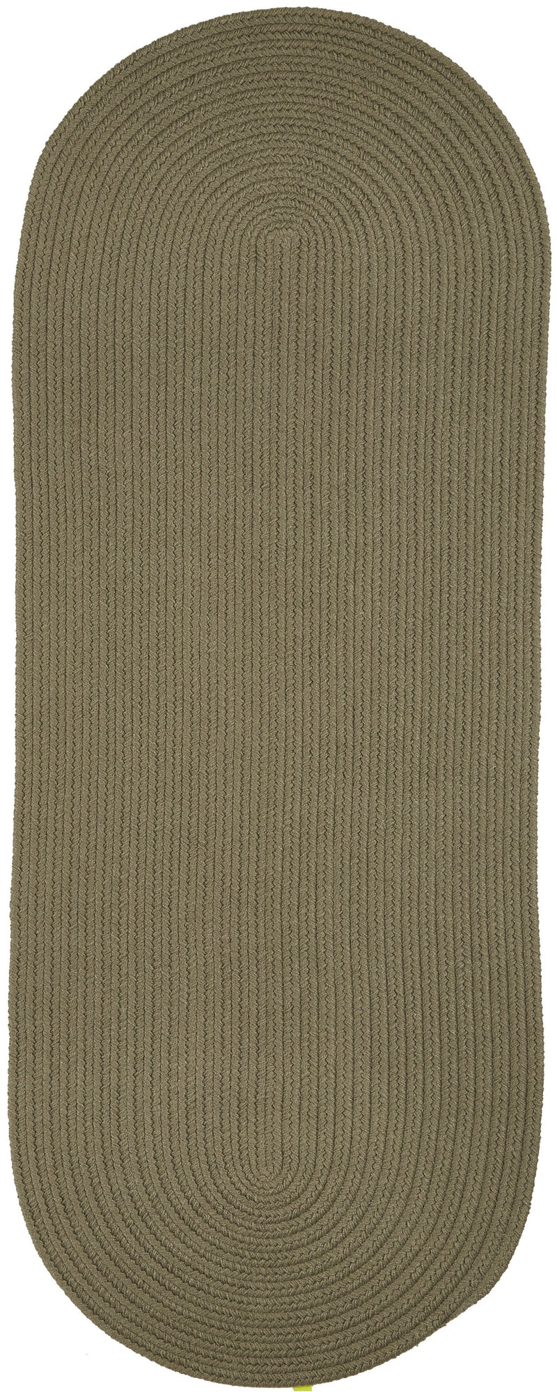 Solid Poly Moss Green braided indoor/outdoor rug by Rhody Rug — oval runner