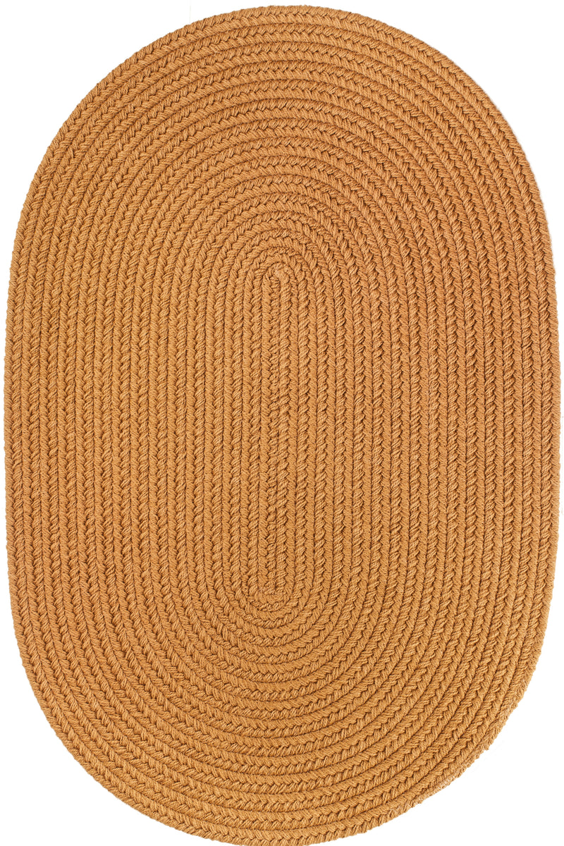 Solid Poly New Gold braided indoor/outdoor rug by Rhody Rug — oval