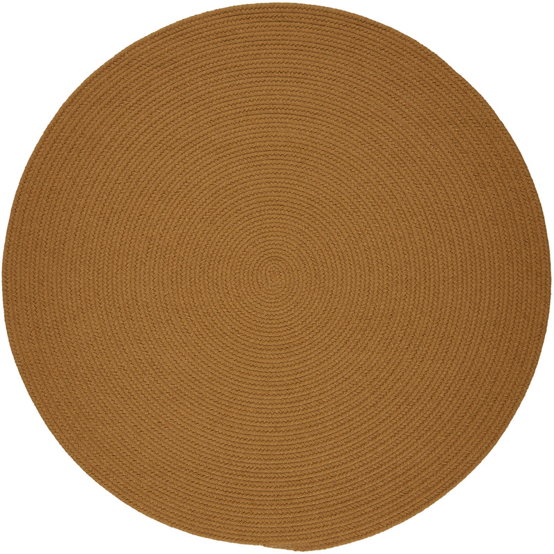 Solid Poly New Gold braided indoor/outdoor rug by Rhody Rug — round