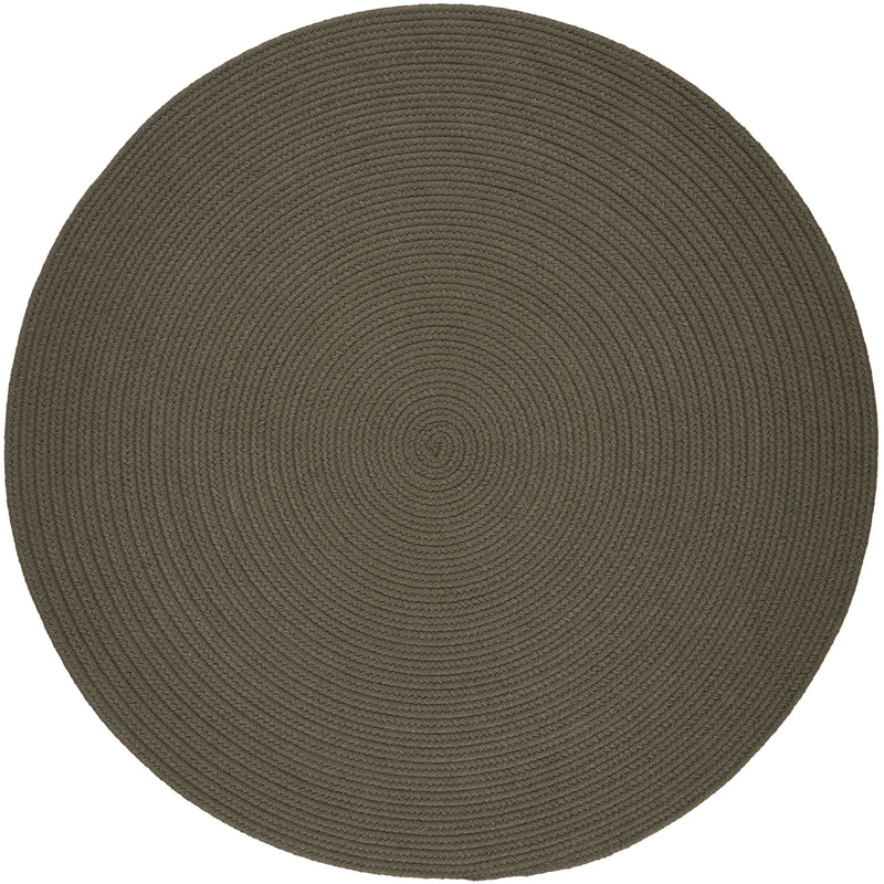 Solid Poly Moonstone braided indoor/outdoor rug by Rhody Rug — round